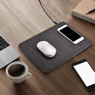 Luxury smart phone Leather mousepad with wireless charging mousepad