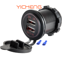 3.1A Car Charger Dual USB Socket 12V USB Charging Port for Bus Boat Marine Mobile Phone