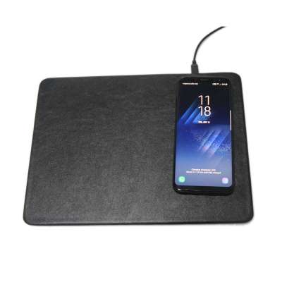 Top selling on Ebay  LOGO Custom gaming PU Leather 5W qi wireless mobile charger mouse pad